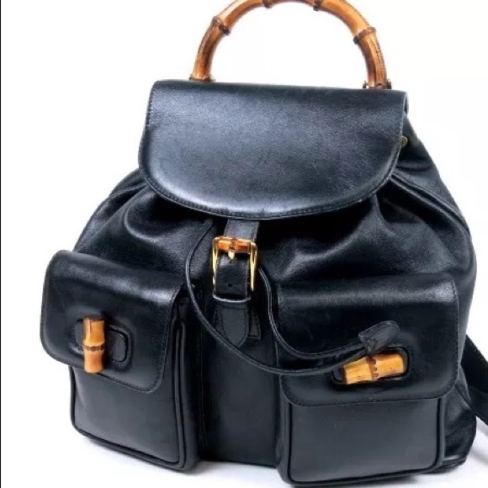 Gucci ~ Leather/ Bamboo Backpack * Authentic